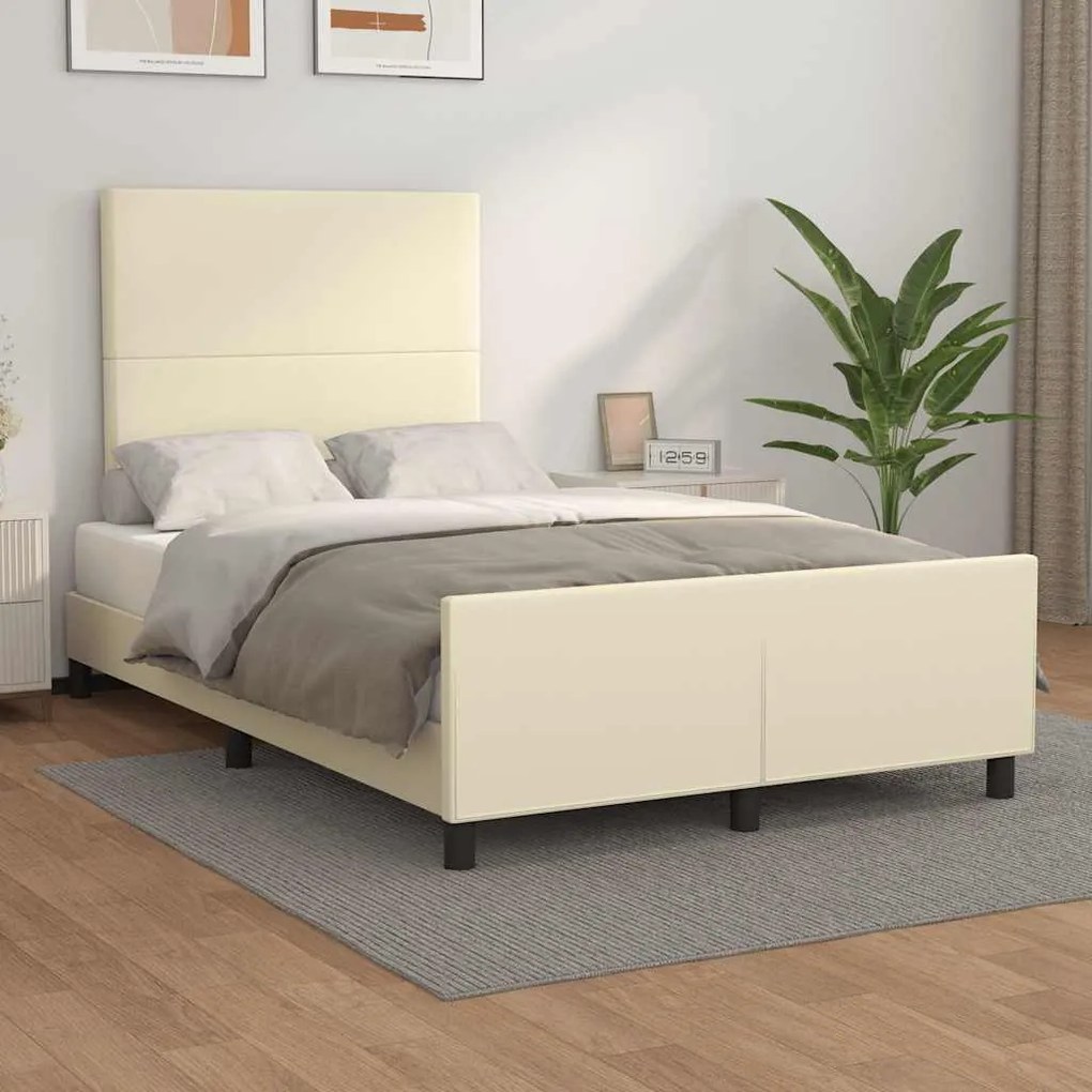 3270550 vidaXL Рамка за легло без матрак, кремава, 120x190 см, изкуствена кожа