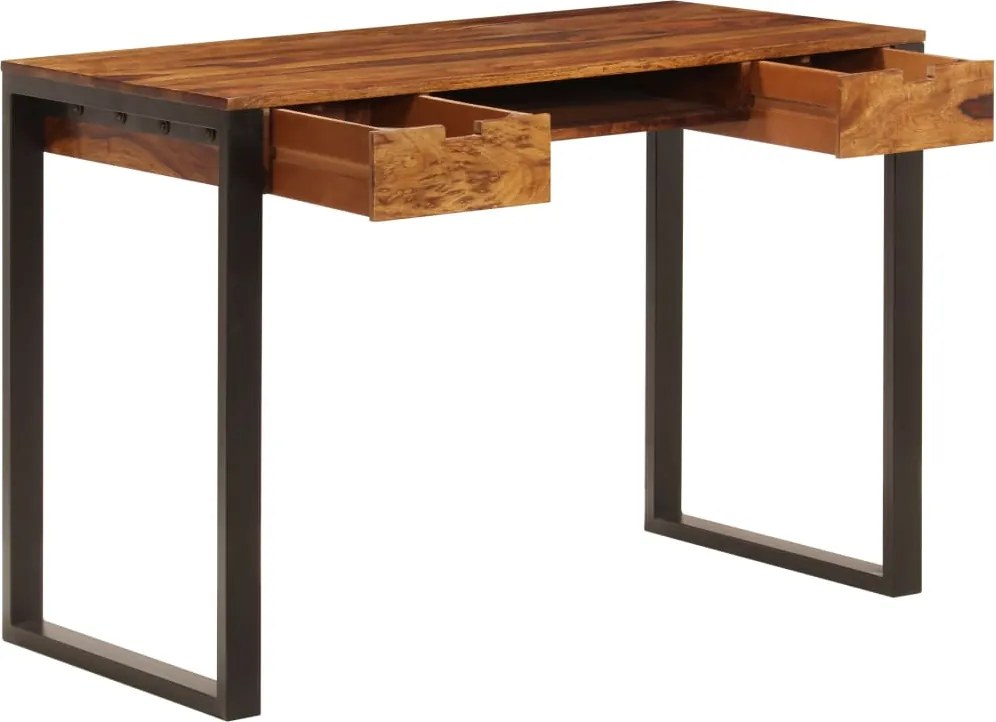 247963 vidaXL Бюро, 110x55x78 cм, акациево дърво масив и стомана