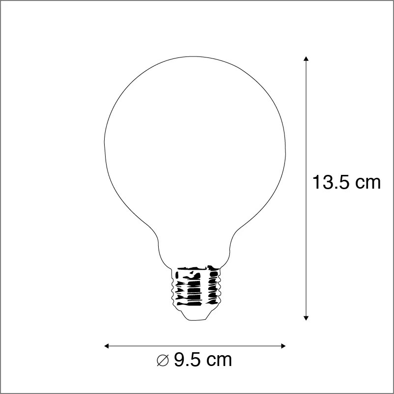 Комплект от 5 димируеми LED крушки E27 G95 5W 470lm 2700K