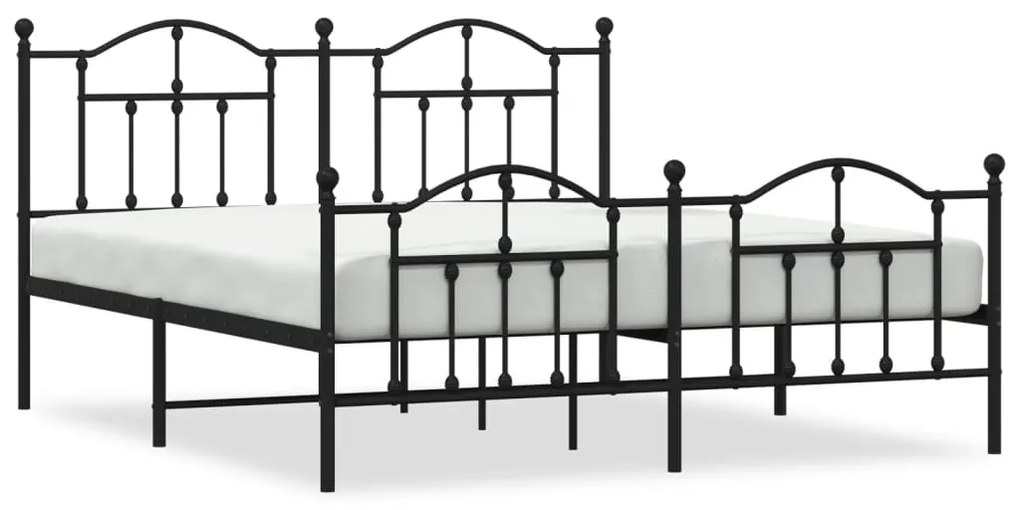 353460 vidaXL Метална рамка за легло с горна и долна табла, черна, 160x200 см