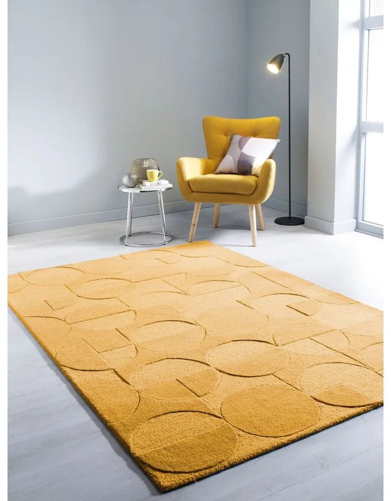 Жълт вълнен килим , 160 x 230 cm Gigi - Flair Rugs