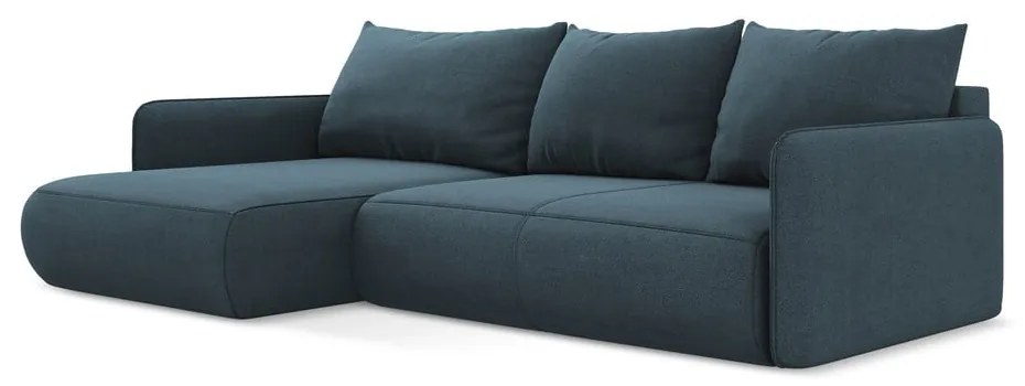 Син разтегателен ъглов диван с място за съхранение (ляв ъгъл) Nanea – Makamii