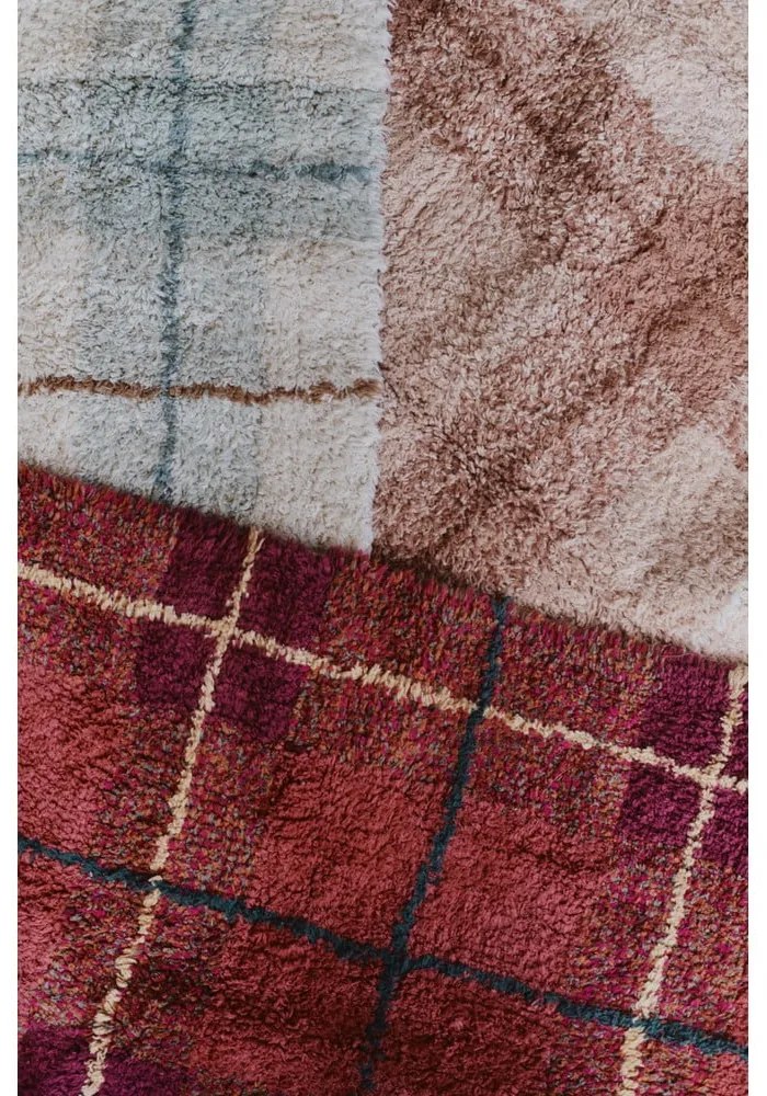 Ръчно изработен червен памучен килим подходящ за пране 140x190 cm Tartan Vintage Red – Lorena Canals