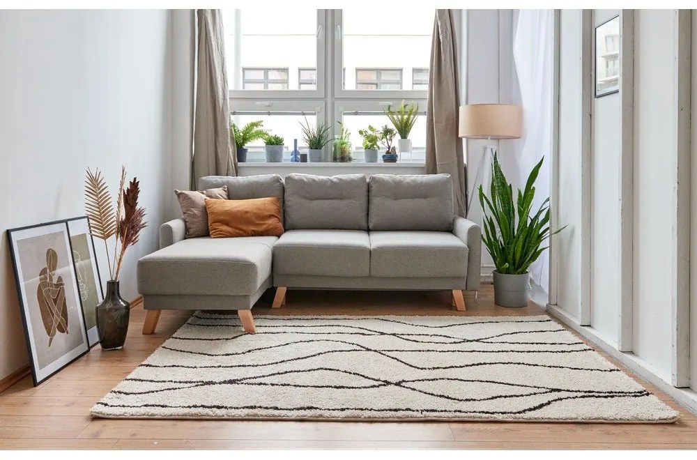 Бял/черен килим 80x150 cm Routa – Universal