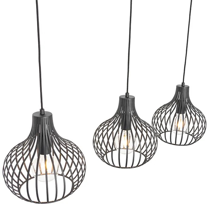 Модерна висяща лампа черна 3-светлина - Saffira