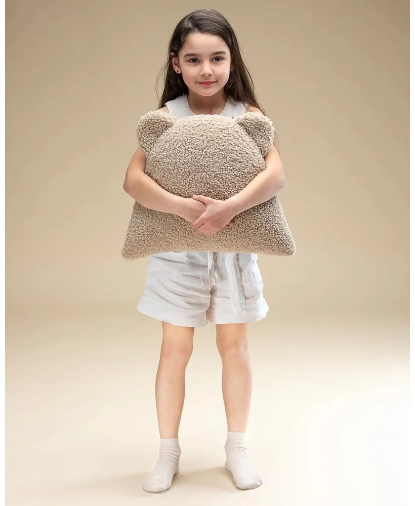 Светлокафява детска възглавница за диван от букле Bear – Wigiwama