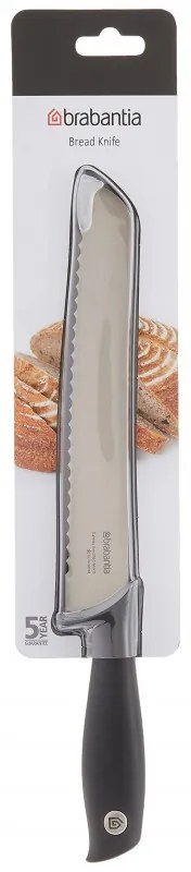 Нож за хляб Brabantia Tasty+ 1001162, 20 см, Закалена стомана, Устойчив на надраскване и корозия, Тъмносив