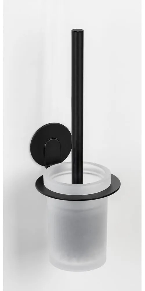 Матово черна самозалепваща стъклена четка за тоалетна Bivio – Wenko