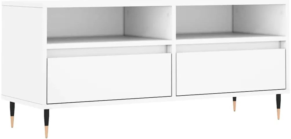 831228 vidaXL ТВ шкаф, бял, 100x34,5x44,5 см, инженерно дърво