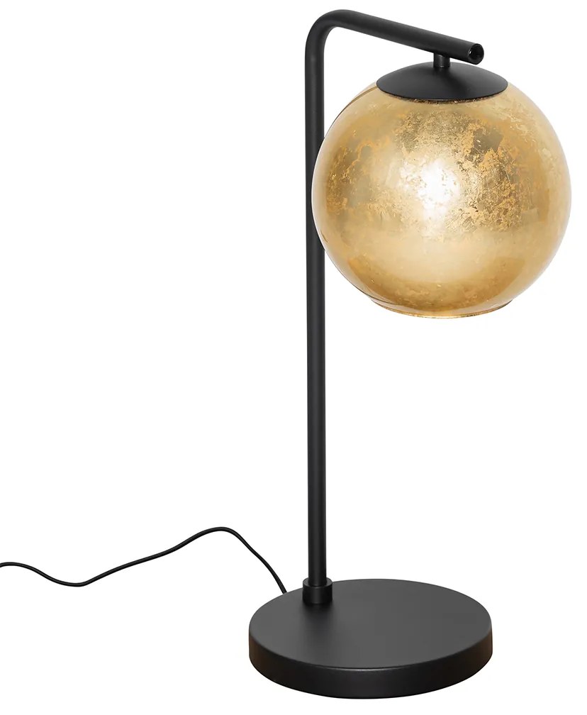 Дизайнерска настолна лампа черна със златно стъкло - Bert
