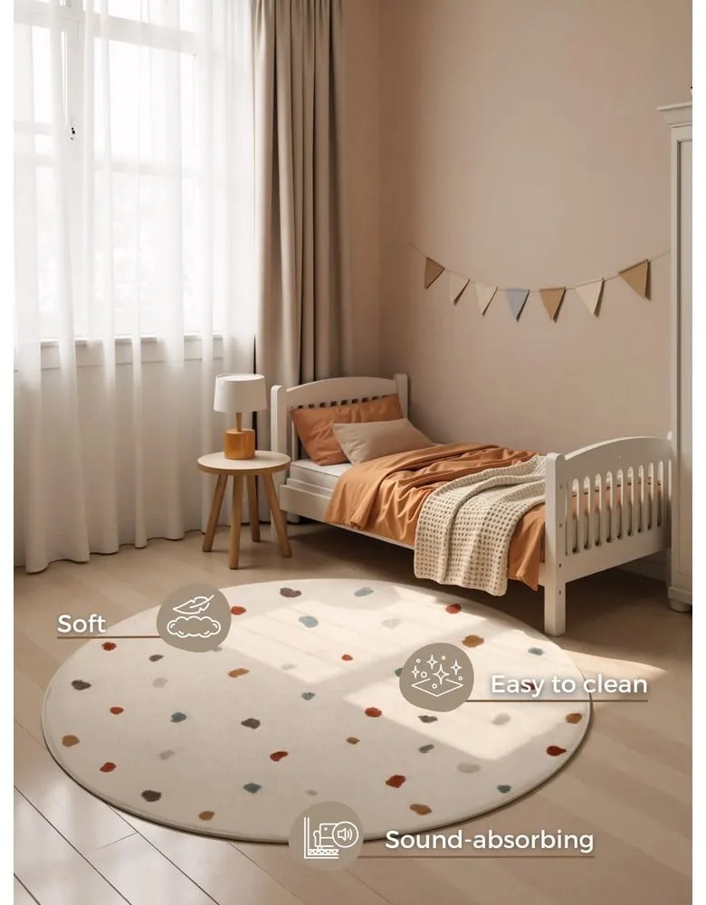Кремав детски килим ø160 cm Funny Dots – Hanse Home
