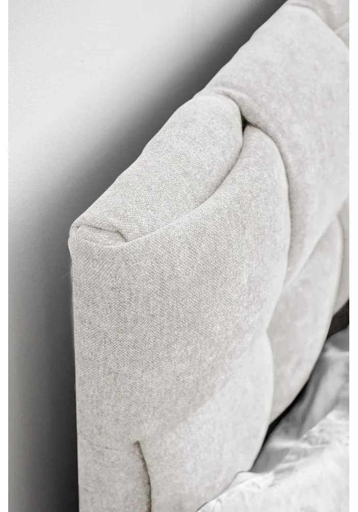 Кремаво двойно легло тапицирано с включена подматрачна рамка 140x200 cm Eve – Miuform