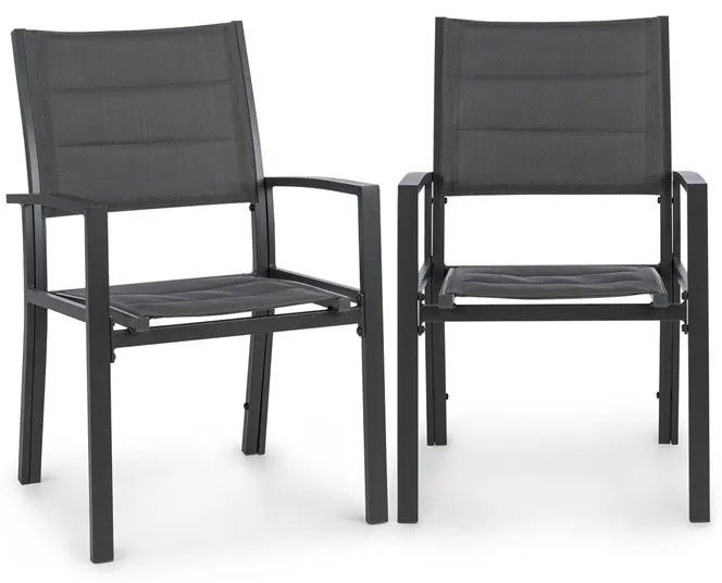 Blumfeldt Torremolinos, градински столове, 2 ks, алуминий, ComfortMesh, тъмносиви