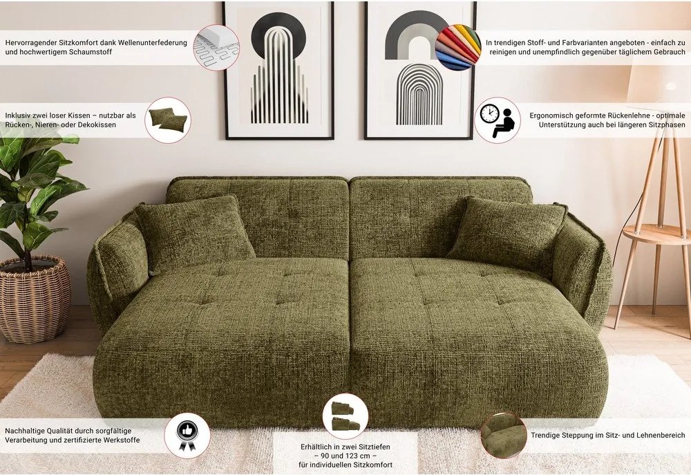 Зелен шенилов диван 252 cm Nelia Big – Ropez