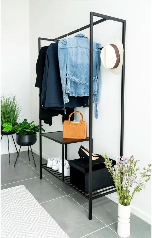 Многофункционален рафт за гардероб в черно с 2 рафта , 170 x 101 cm Vita - House Nordic