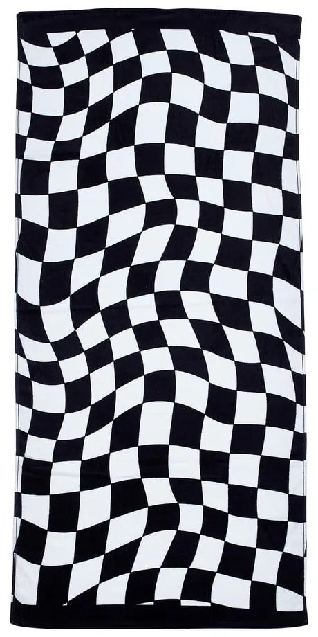 Черно-бял памучна плажна кърпа 76x160 cm Checkerboard – Catherine Lansfield