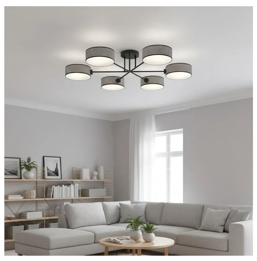 Плафонен полилей MAGA 6xE14/10W/230V сив