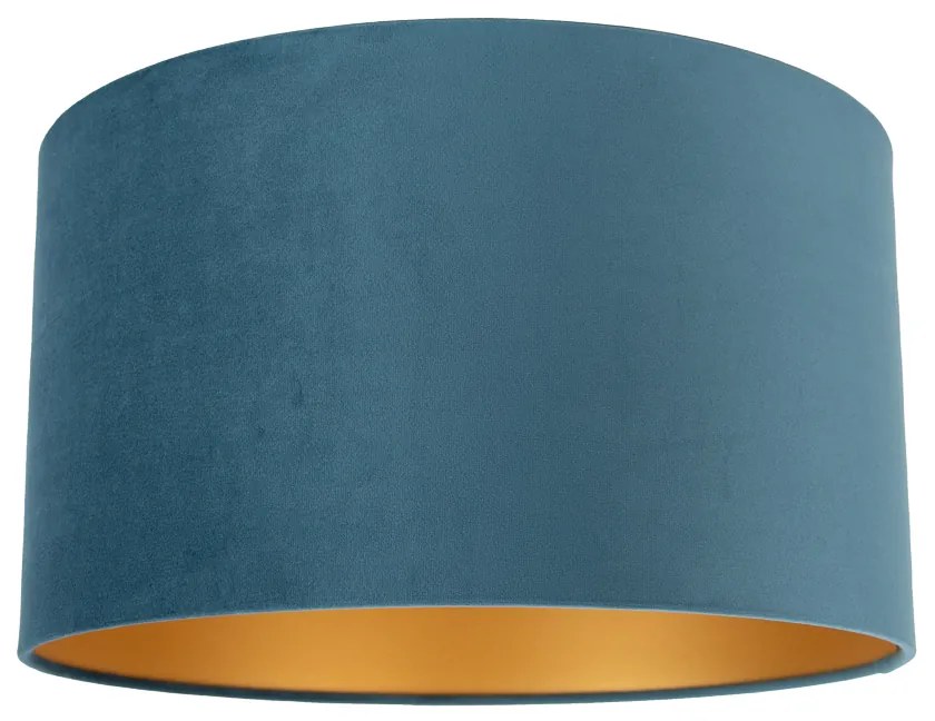 Кадифен абажур син 35/35/20 със златен интериор