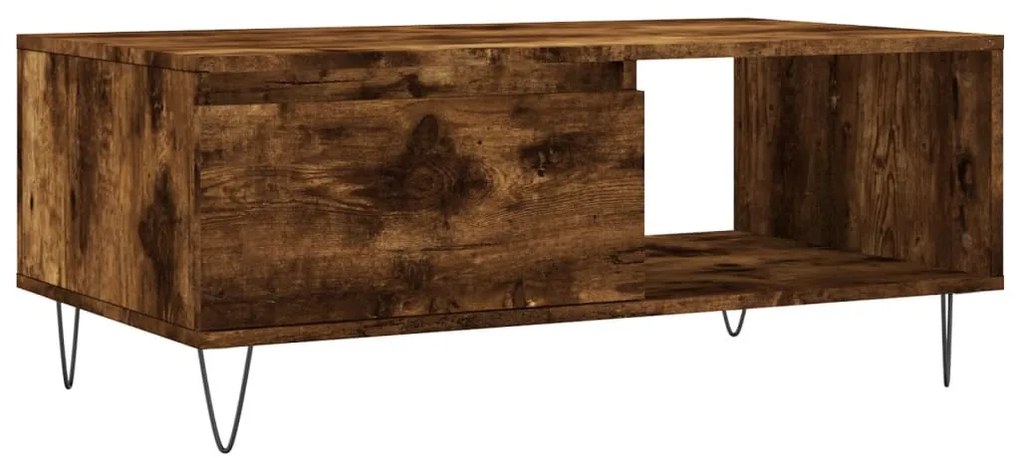 830569 vidaXL Кафе маса, опушен дъб, 90x50x36,5 см, инженерно дърво