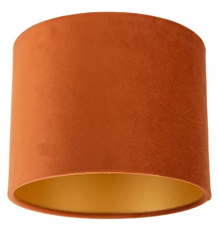 Текстилен абажур оранжев със златист интериор 18/18/14