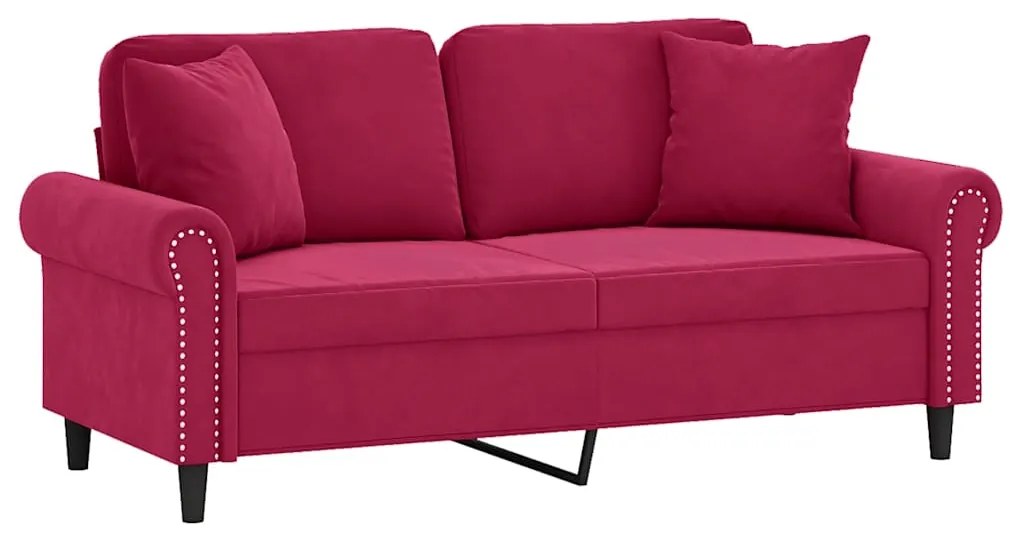 3200949 vidaXL 2-местен диван декоративни възглавници виненочервен 140 см