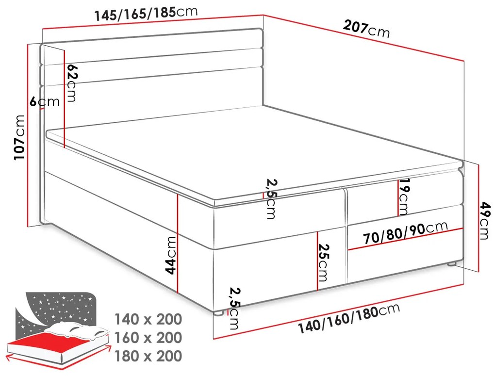 Тапицирано легло Modena-Anthraki-Mauro-140 x 200
