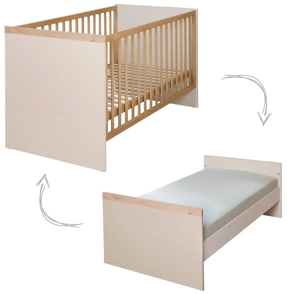 Бежово/в естествен цвят детско креватче 70x140 cm с регулируема височина Jil – Roba