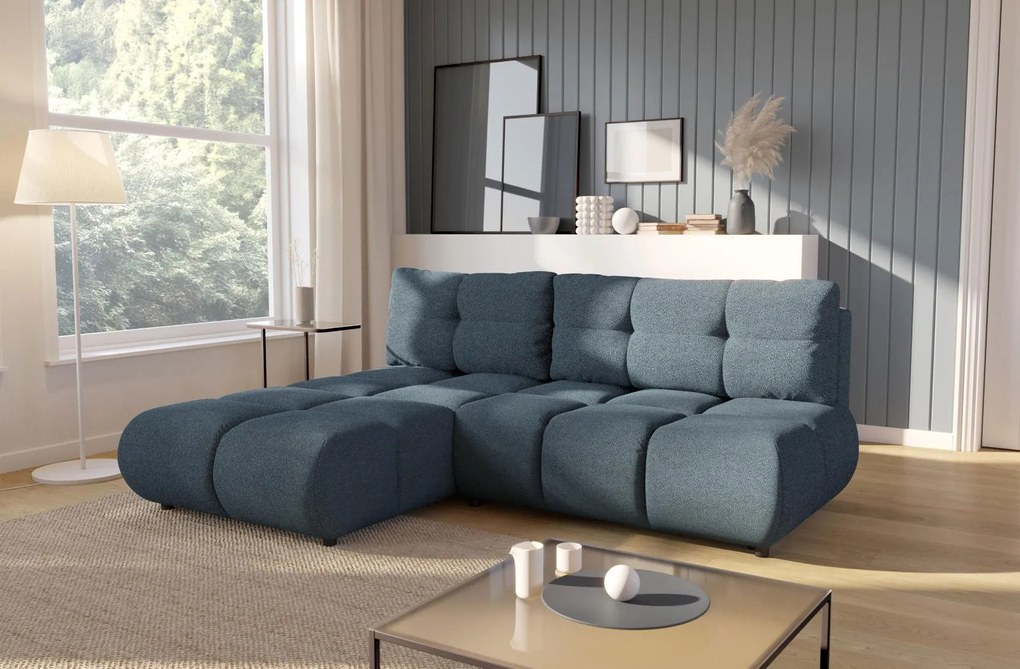 Ъглов Диван Лимо - Син - Ляв