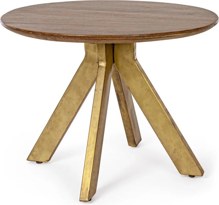 Кръгла масичка за кафе от масивно манго в златист цвят/в тъмно естествен цвят ø 60 cm Sherman – Bizzotto