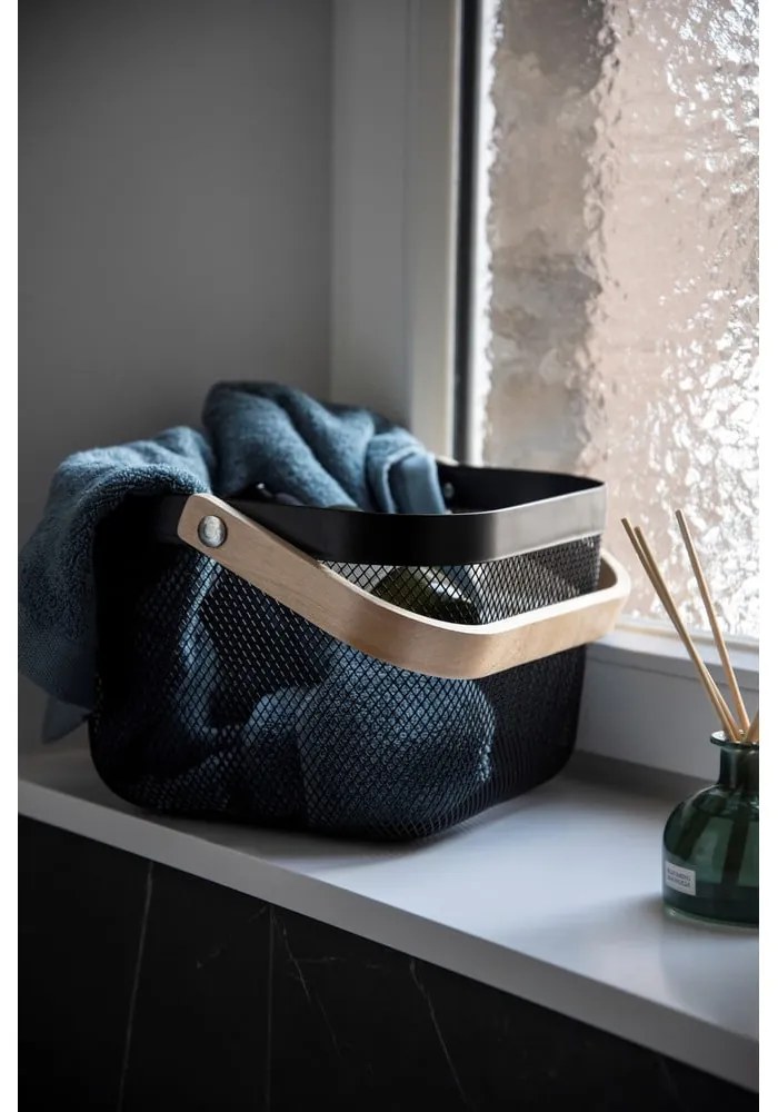 Черен органайзер за баня с бамбукова дръжка Bambusa - Wenko