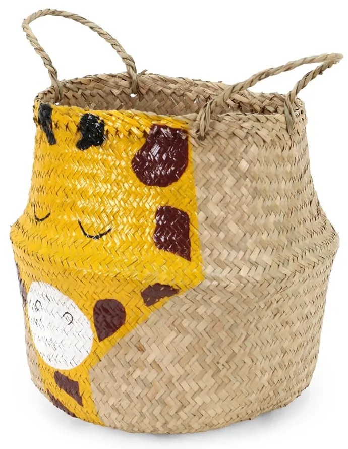 Жълта/естествена детска кошница за играчки от морска трева ø 30x28 cm Giraffe – Compactor