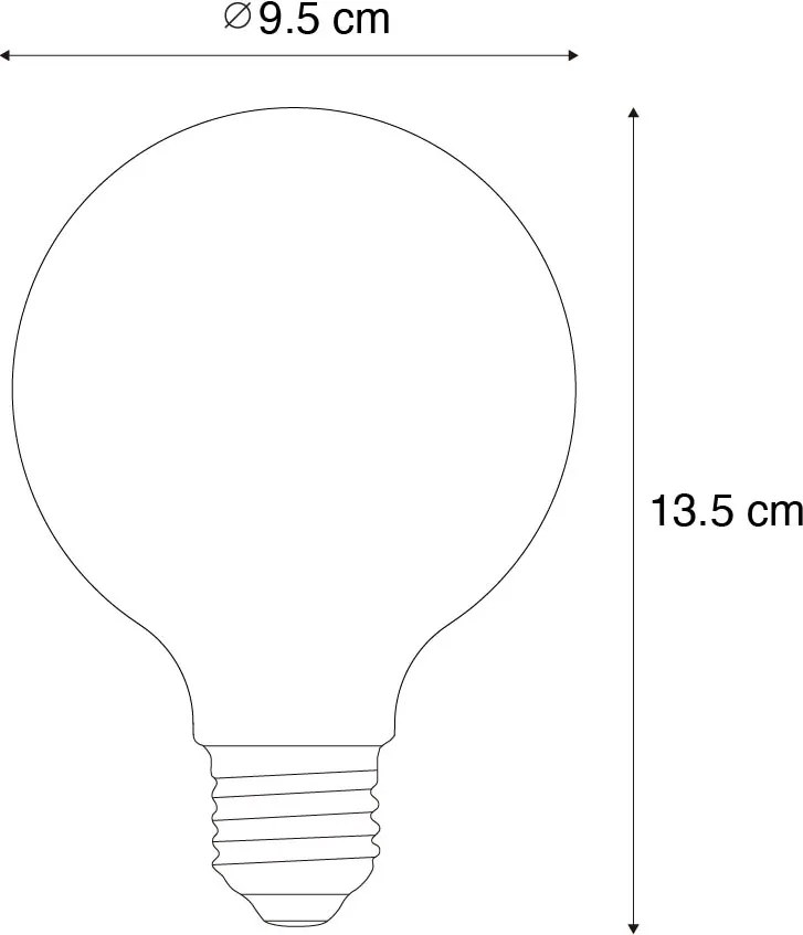 Комплект от 5 E27 димируеми LED крушки Опал G95 5W 450lm 3000K