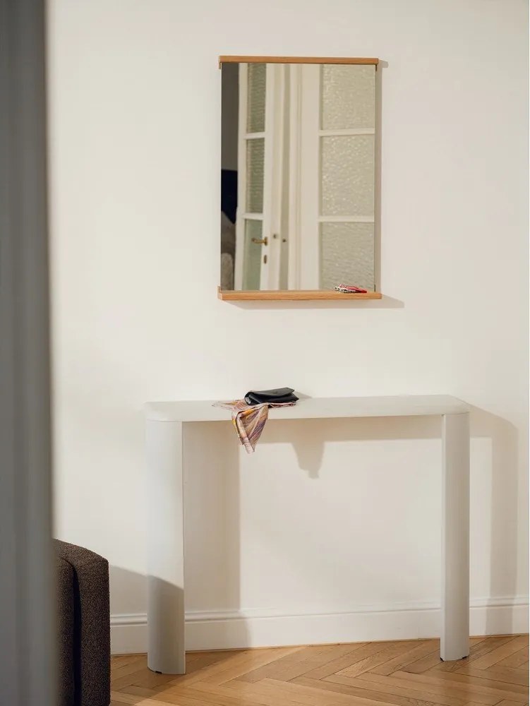 Стенно огледало с рафт масивно дърво 50x75 cm Lun – noo.ma