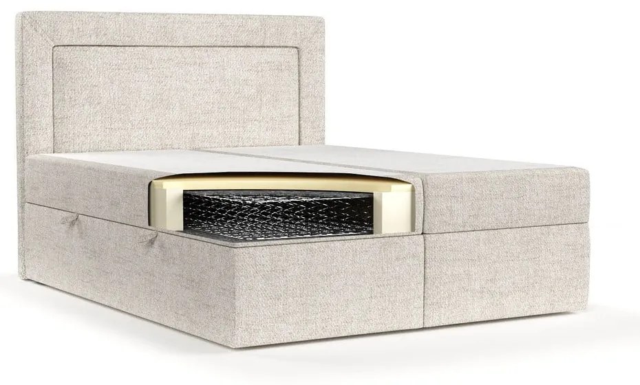 Кремаво боксспринг легло с място за съхранение 160x200 cm Imagine – Maison de Rêve