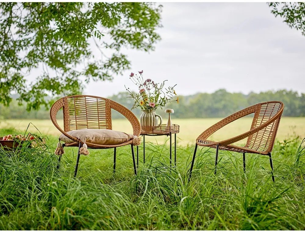 Градински комплект за отдих от изкуствен ратан в естествен цвят за 2 Dudine – Bloomingville