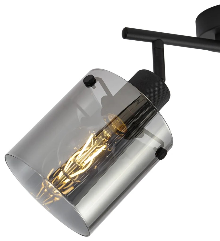 Дизайнерски плафон черен с димно стъкло 2 светлини - Domo