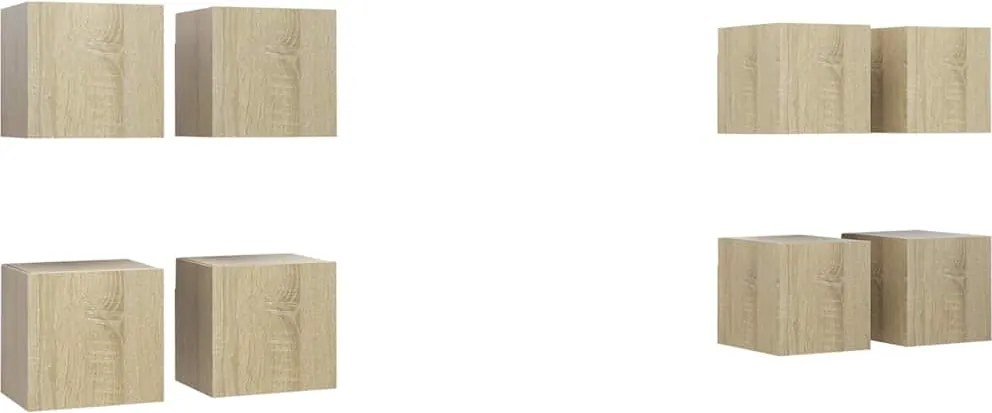 3079054 vidaXL ТВ шкафове за стенен монтаж, 8 бр, дъб сонома, 30,5x30x30 см