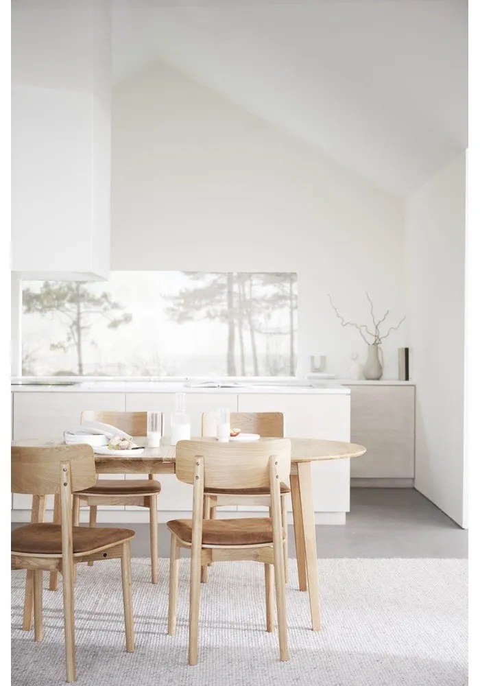 Кафяв коняк/естествени трапезни столове в комплект от 2 бр. от имитация на кожа Wolcott – Rowico