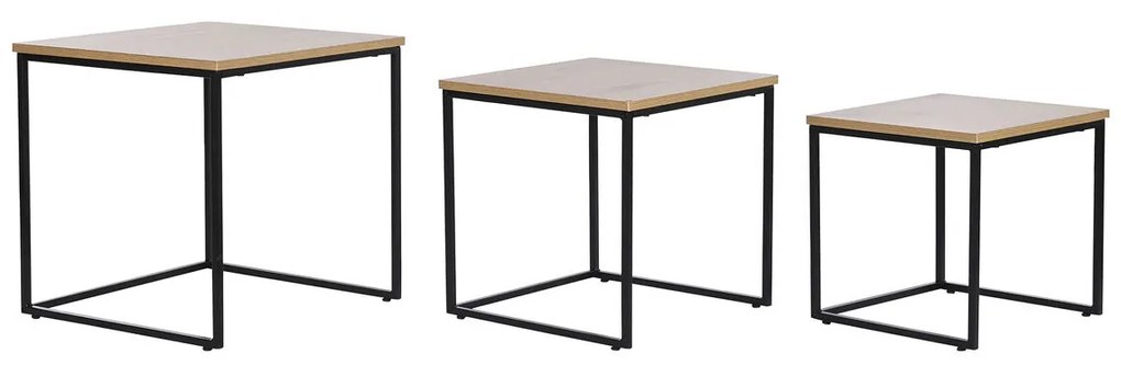 Комплект от 3 маси DKD Home Decor Черен Метал 45 x 45 x 45 cm Дървен MDF