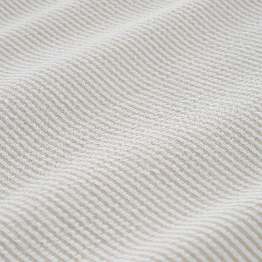 Кремаво единично спално бельо от памук перкал 135x200 cm Seersucker Woven Stripe – Bianca