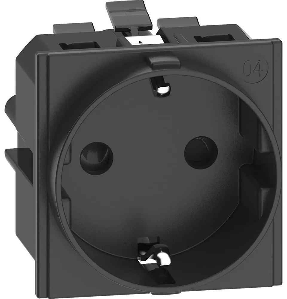 BTICINO Контакт ШУКО 2P+E 2 мод. 16A детска защита авт. клеми цвят Черен Living Now  - KG4141A
