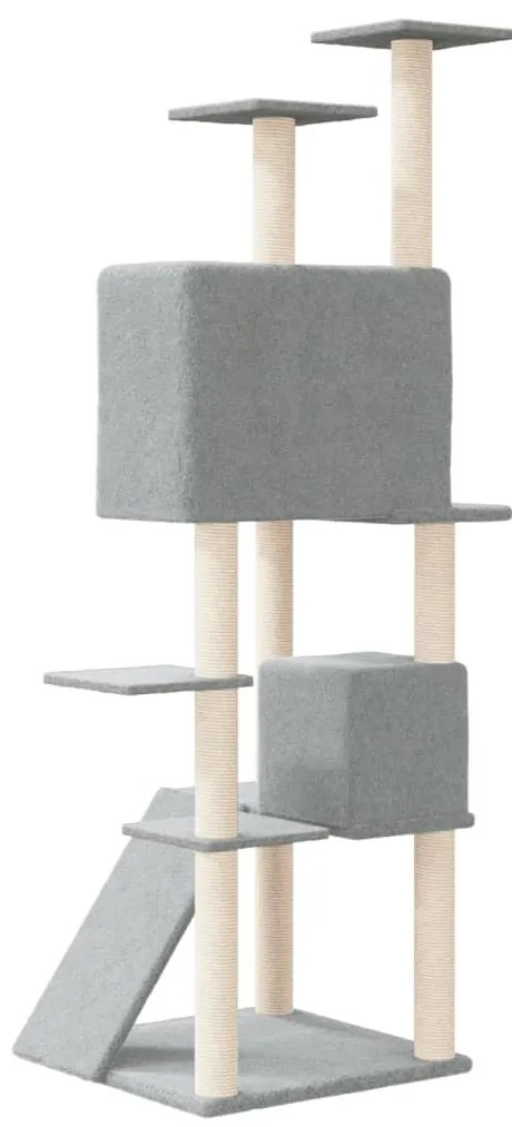 Котешко дърво със сизалени стълбове June, светлосиво, 153 см