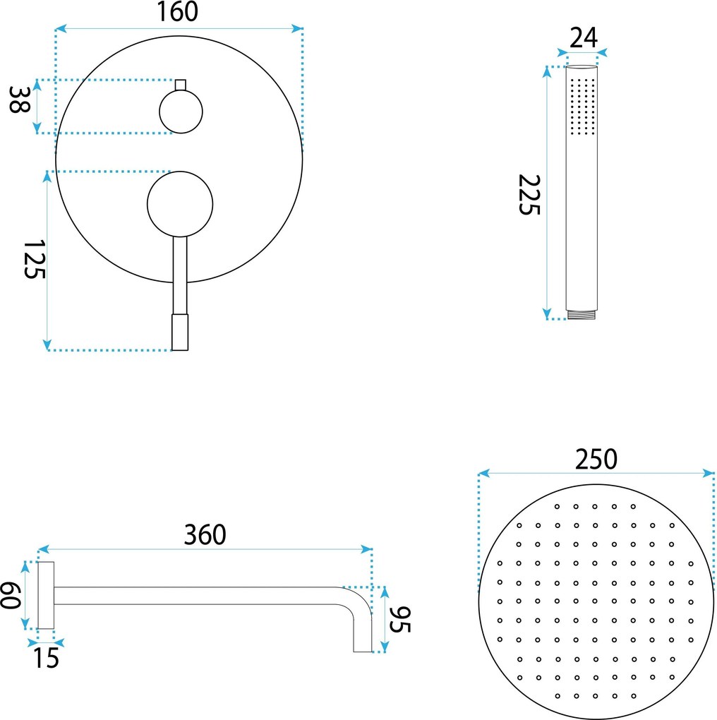 Душ система за вграждане Rea Lungo Diamond Copper