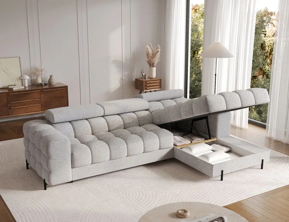 Ъглов диван Freyia-Светлосив-Десен