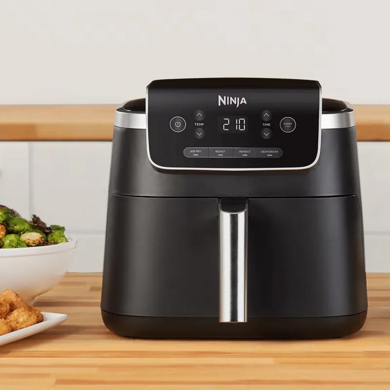 Фритюрник с горещ въздух Ninja AF140EU PRO, 1750W, 4.7 л, 40-240C, 4 програми, Таймер, AirCrisp, Незалепващо покритие, Черен