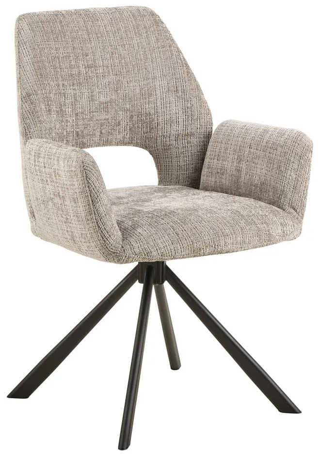 Светлосив тапициран трапезен стол с подлакътници Graham – Actona