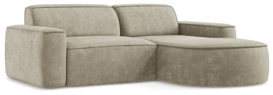 Бежов шенилов ъглов диван (десен ъгъл) Omao – Makamii