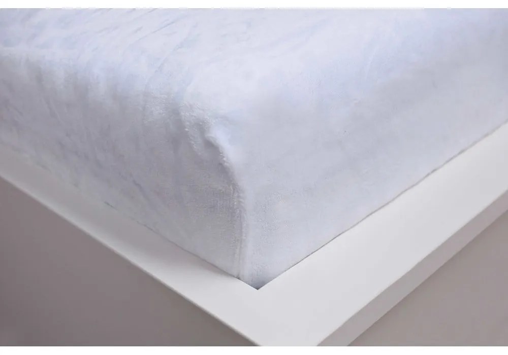 Бял разтеглив чаршаф от микроплюш 90x200 cm - Jerry Fabrics