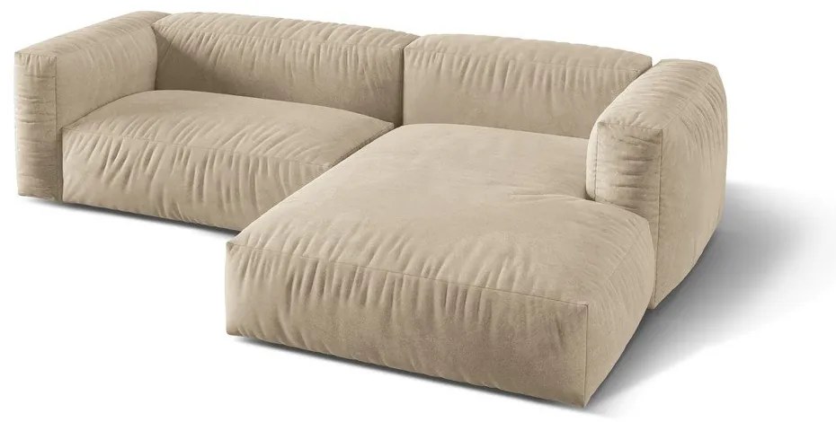 Бежов кадифен модулен ъглов диван (десен ъгъл) Martina – Micadoni
