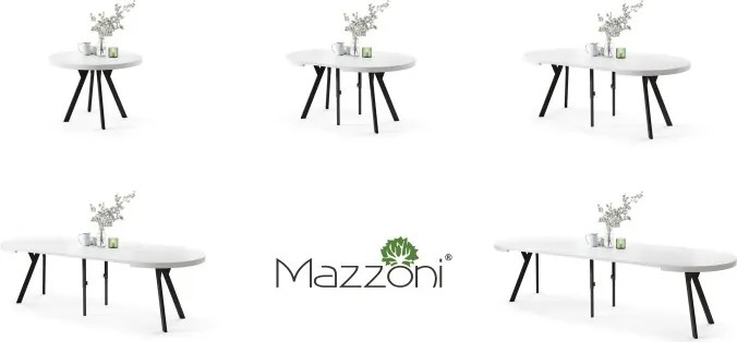 ЕКСПАНСО Бял мат/черни крака - ГОЛЯМА КРЪГЛА МАСА Ø110 РАЗТЕГАТЕЛНА ДО 310 cm С КРАКА Y ЛОФТ/ИНДУСТРИАЛНА